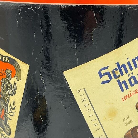 MidCentury W German Alcohol Label Decoupage Enameled Champagne Bucket & Coasters - Picture 13 of 16